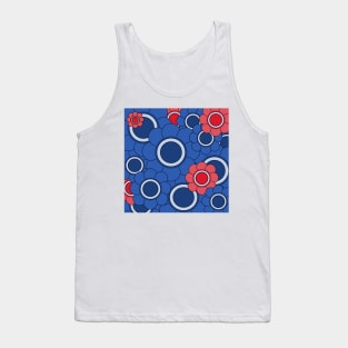 blue and red hippy pop art daisy pattern Tank Top